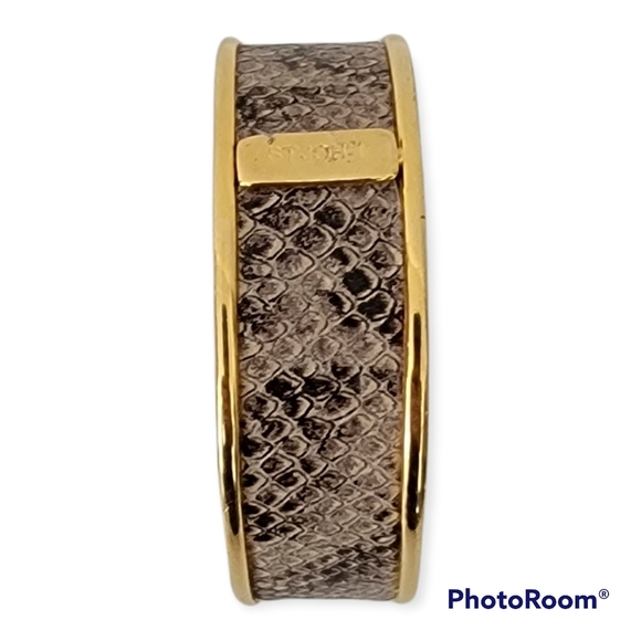St John Gold Tone 9 Inch Snake Skin Wide Bangle - Picture 9 of 10
